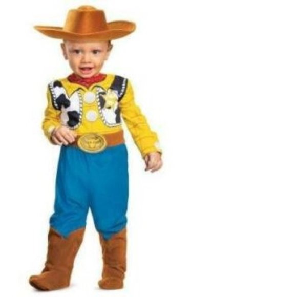 Toddler Disney Toy Story Woody Halloween Costume 12/18 mths Jumpsuit & Hat Boys - Picture 2 of 5